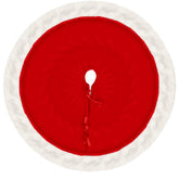 Salcar Baumteppich Weihnachten rund, Weihnachtsbaumdecke rot weiß, Plüsch Weihnachtsbaum Röcke